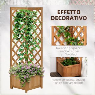 Jardinera de Madera de Abeto Marrón con Fondo Hueco para Plantas Trepadoras y Decoraciones, 40X40X145 Cm