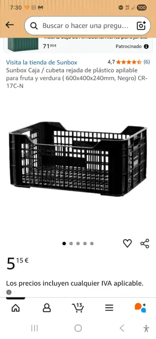 Cajas Plásticas Negras Apilables 50x 30 x24 cm.