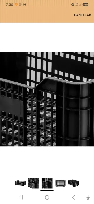 Cajas Plásticas Negras Apilables 50x 30 x24 cm.