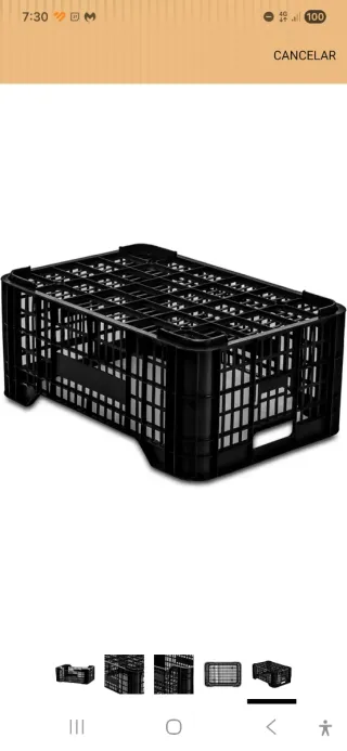 Cajas Plásticas Negras Apilables 50x 30 x24 cm.