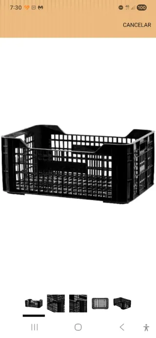 Cajas Plásticas Negras Apilables 50x 30 x24 cm.