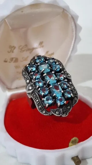 Vintage Anello argento e topazio