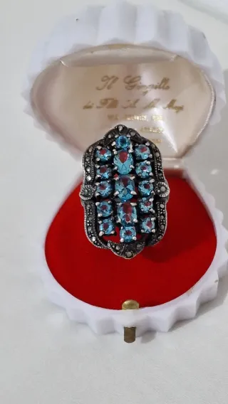 Vintage Anello argento e topazio