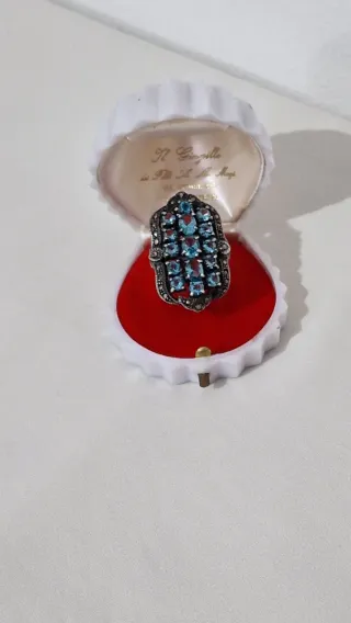 Vintage Anello argento e topazio