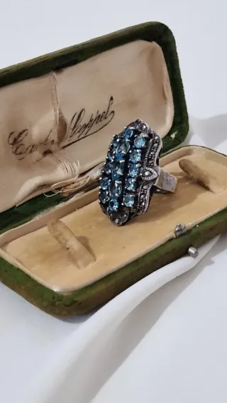 Vintage Anello argento e topazio