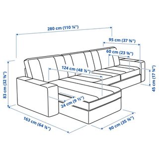 Sofá Kivik Ikea chaise longue 280cm
