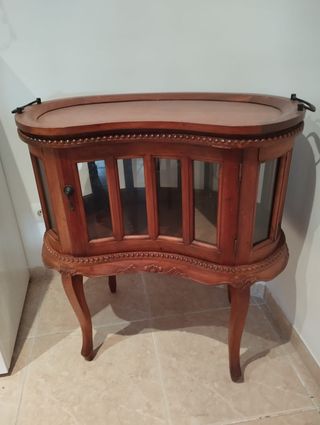 Mueble Bar Madera y Cristal Ovalado