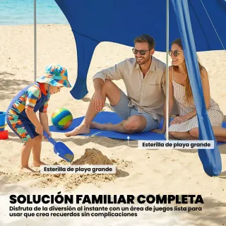 Carpa de Playa Plegable UPF50+ con Esterilla
