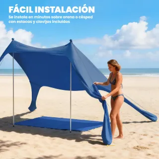 Carpa de Playa Plegable UPF50+ con Esterilla