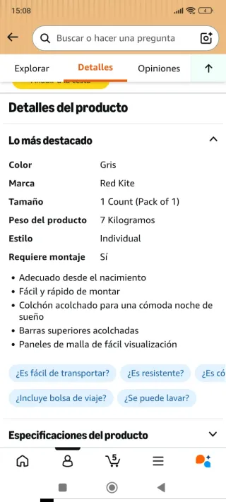 Sin abrir!!!Cuna de viaje Red Kite Sleeptight