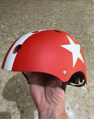 Casco bici niño Molto rayas rojo/blanco
