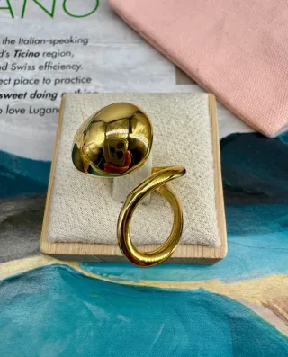 Anello in acciaio inossidabile con placcatura in oro