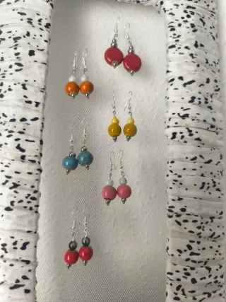 Pendientes artesanales plata y rojo