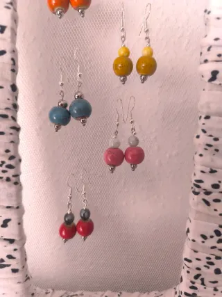 Pendientes artesanales plata y rojo