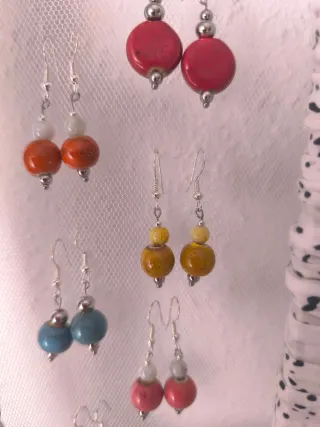 Pendientes artesanales plata y rojo