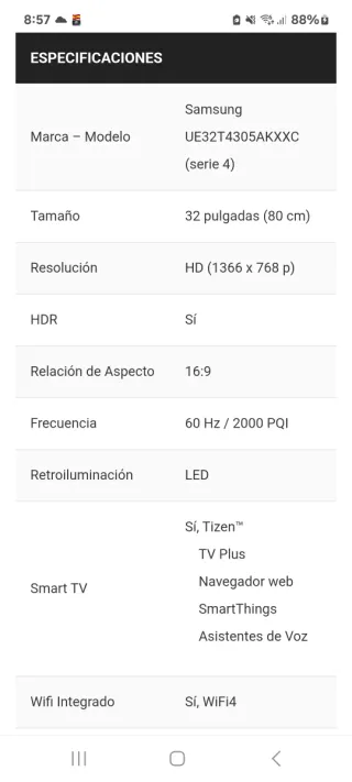 Samsung TV 32 HD Smart TV WiFi