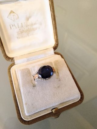 Anello oro, argento e zaffiro 10 kt