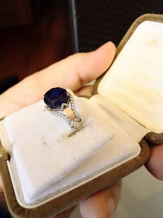 Anello oro, argento e zaffiro 10 kt