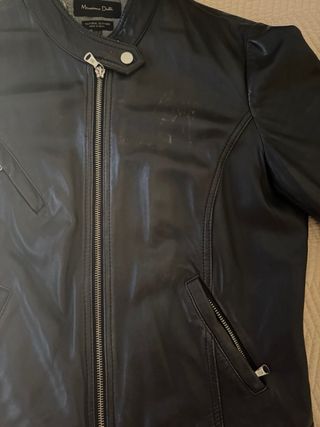 Cazadora cuero Massimo Dutti Negra
