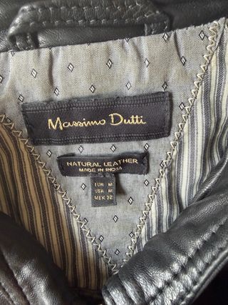 Cazadora cuero Massimo Dutti Negra