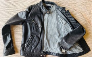 Cazadora cuero Massimo Dutti Negra