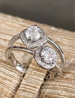Anello doppio argento 925 zirconi
