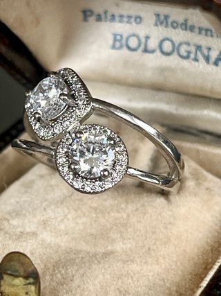 Anello doppio argento 925 zirconi