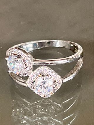 Anello doppio argento 925 zirconi