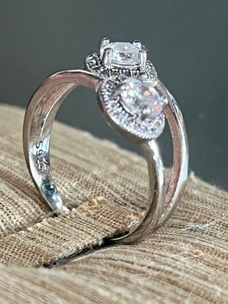 Anello doppio argento 925 zirconi