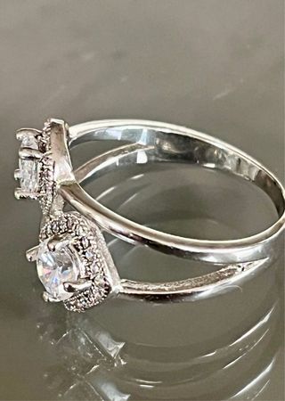 Anello doppio argento 925 zirconi