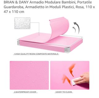 Armadio Modulare Bambini Rosa 110x47x110