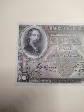 Facsímil 1000 pesetas 1931 El Banco de España