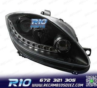 FAROS PARA SEAT LEON ALTEA TOLEDO 04-09 LUZ DIURNA LED FONDO