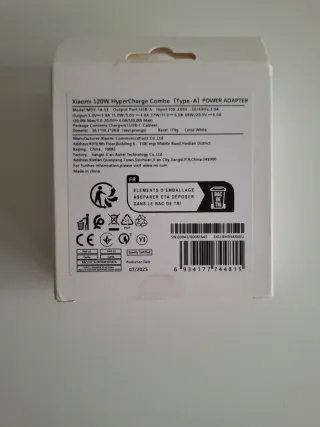 Xiaomi 120W cargador Original PRECINTADO 15E