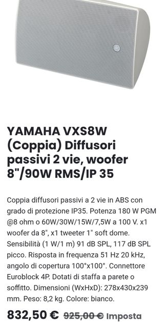 Altavoces Yamaha VXS8 Negro