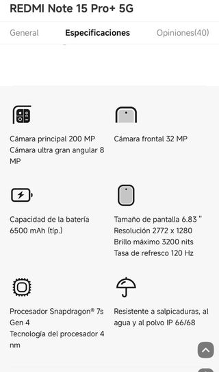 Xiaomi Redmi Note 15 Pro+ 5G Negro  PRECINTADO!!