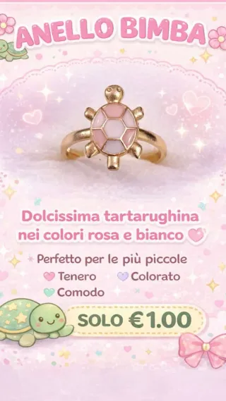 Anello bimba tartaruga rosa e bianco