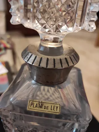 Antica bottiglia per liquori in cristallo e argento sterling