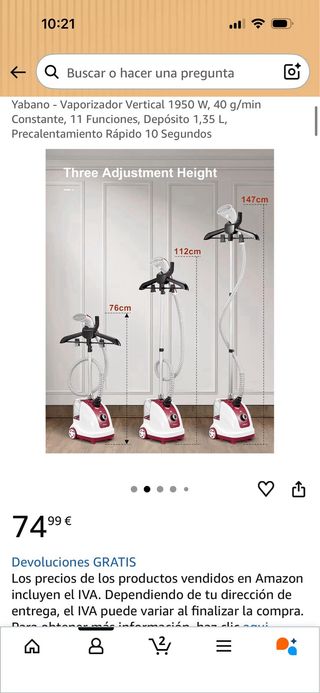 Vaporizador/plancha Vertical 1950W