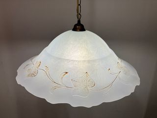 Lampadario metallo/vetro D.50 decoro foglia