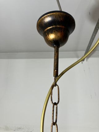 Lampadario metallo/vetro D.50 decoro foglia