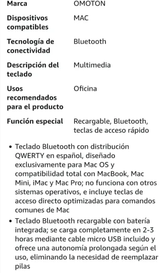 Teclado Inalámbrico OMOTON mac