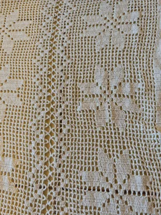 2 Cortinas Crochet Algodón color crema