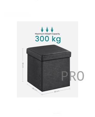 Baule Puff Taburete in Pelle Nera