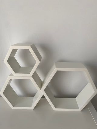3 Estantes Hexagonales Blancos (madera)