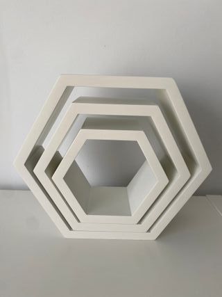 3 Estantes Hexagonales Blancos (madera)