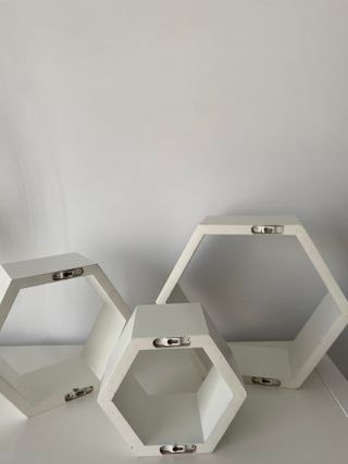 3 Estantes Hexagonales Blancos (madera)