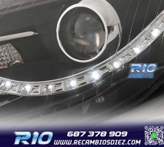 FAROS AUDI A4 B7 LUZ DIURNA LED FONDO NEGRO 04-07