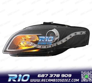 FAROS AUDI A4 B7 LUZ DIURNA LED FONDO NEGRO 04-07