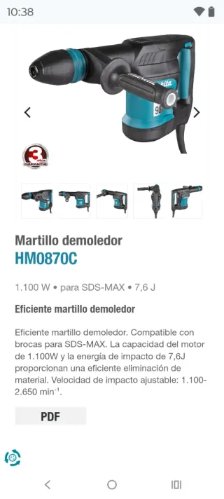 Martillo Demoledor Makita HM0870C